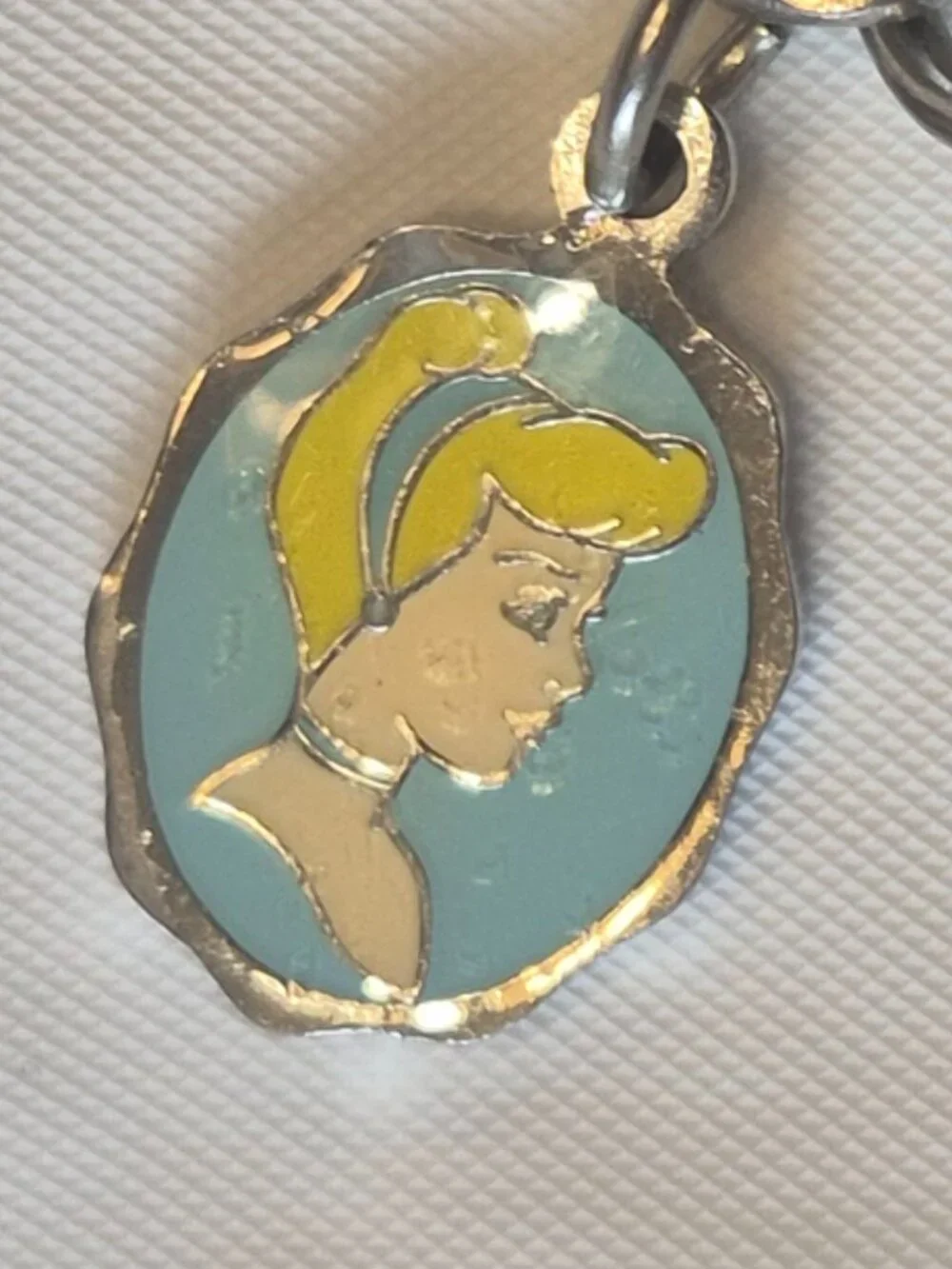 Vintage Disney Silver Tone Enamel Cinderella Charm Bracelet